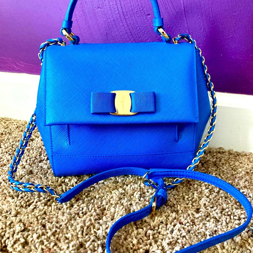 NWT! Gorgeous Blue Ferragamo Satchel!